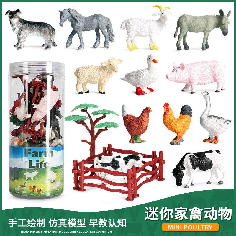 Mini Modelo Animal Fazenda de Vida Selvagem Aves Dinossauro Oceano Conjunto Animais da Planície Crocodilo Pinguim Insetos Brinquedos Micro Modelo Balde