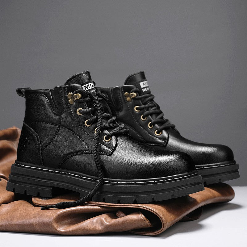 Luxury Brand Men's Lace-Up Shoes Winter Classic Mens High Top Boots Man Korean Version Casual Shoes Male Leather Fashion Boots