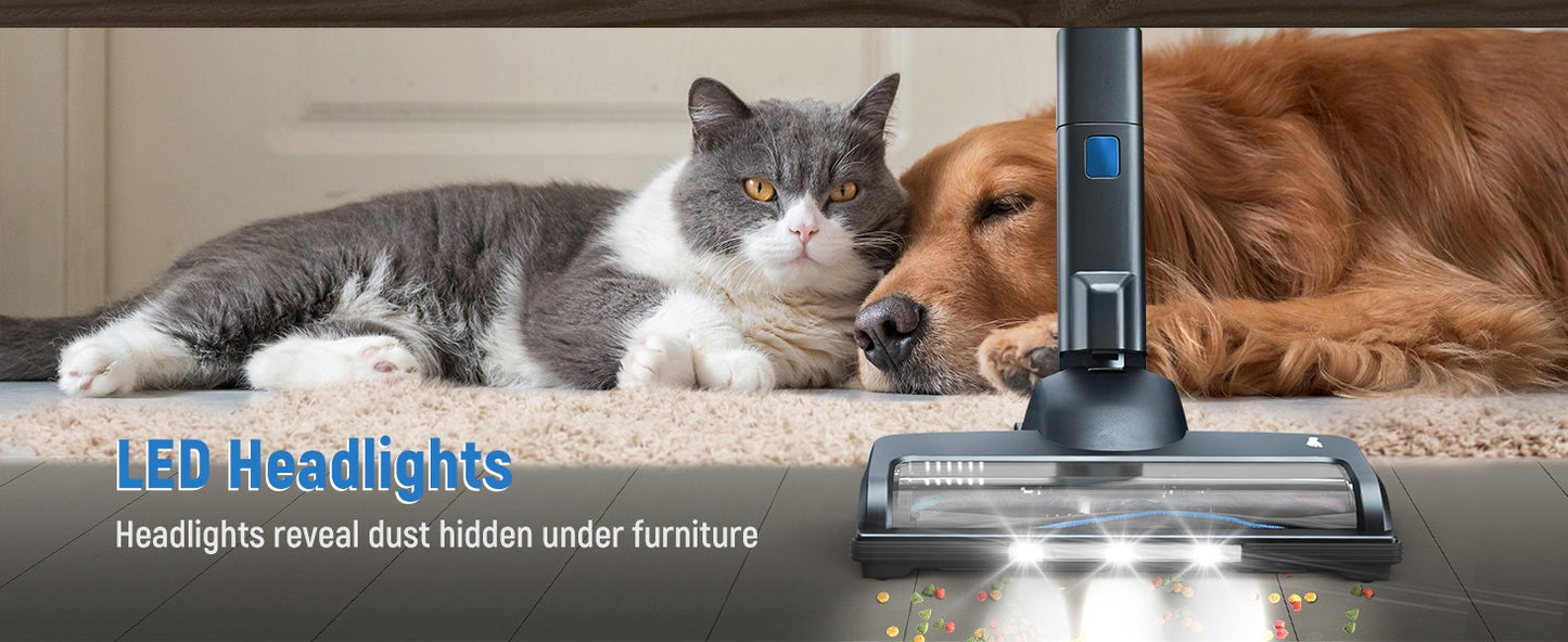 Fabuletta Cordless Vacuum Cleaner, 24Kpa Powerful Suction Stick Vacuum Cleaner With 250W Brushless Motor, LED Display