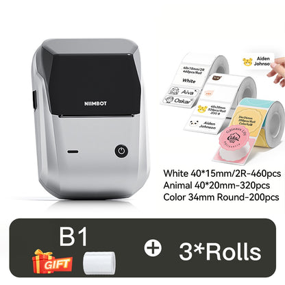 NIIMBOT B1 Portable Thermal Printer With Tapes 2 Inch Adhesive Label Printer Mini Bluetooth Sticker Maker Support Smartphones PC