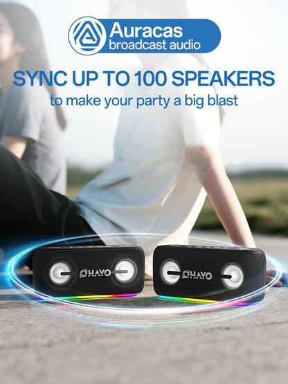 OHYAO Bluetooth 6.0 Speaker 60W Wireless Subwoofer Powerful Sound Deep Bass with RGB Lights for Outdoor Party Hiking Music Fun