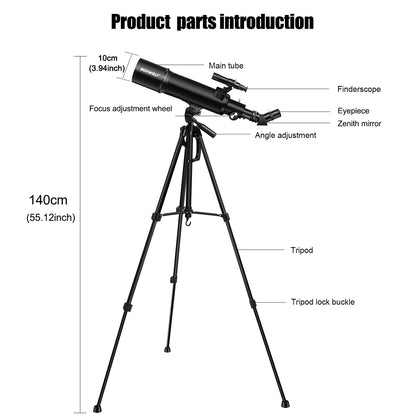 Telescópios Astronômicos BORWOLF 90600 para Adultos, Abertura de 90mm 600mm, HD 24X-250X para Observação da Lua, Estrelas e Pássaros