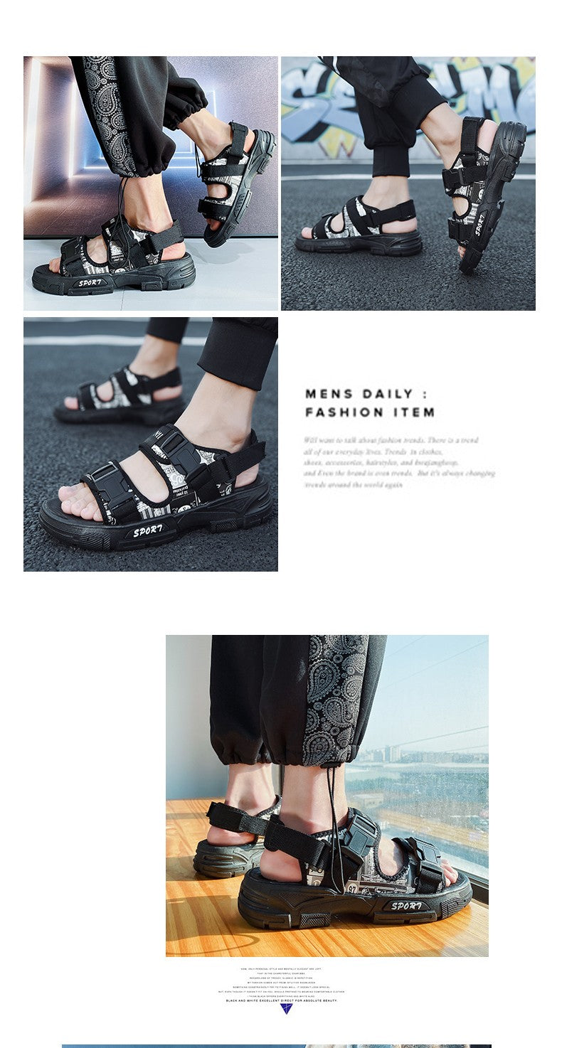 Summer Men's Sport Sandals Big Size 45 Slip on Casual Shoes for Men Outdoor Fashion Holiday Thick Sole Beach Sandals