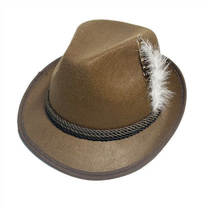 Alpine Hats Feather Decors Hat Western Bavarian Costume Cosplay Cap Swiss Dress Up Oktoberfest Hat Men Women Party Photo Props