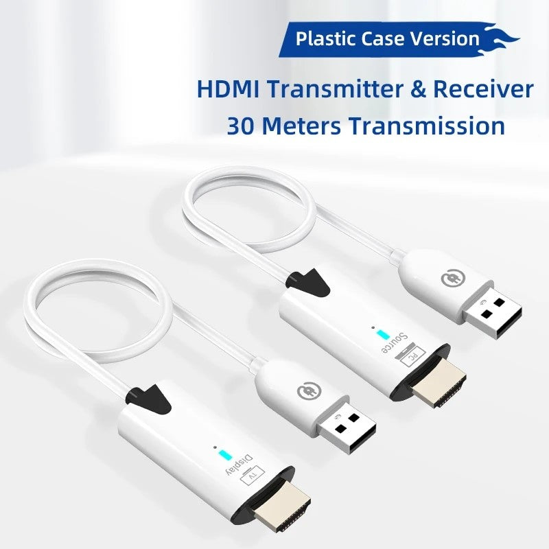 Transmissor Receptor de Vídeo sem Fio 30m Extensor HDMI Cabo Adaptador Espelhamento de Tela para Câmera PC para TV