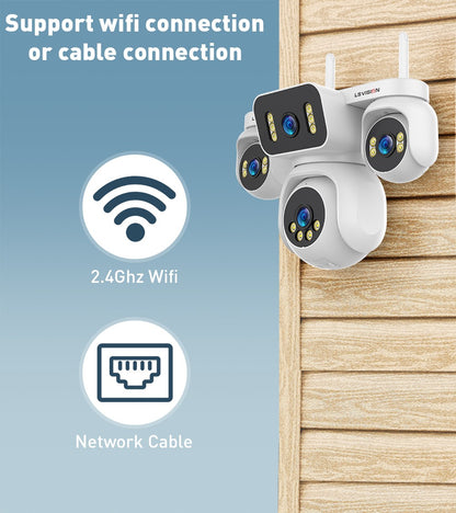 LS VISION 20MP IP Camera with 5m Cord 12X Zoom WiFi Security Cameras 4 Screens Night Vision Human Detection Auto Tracking HiEasy