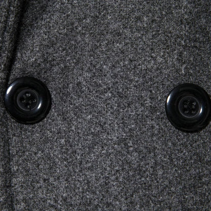 Men Overcoat Double-breasted Slim Fit Mid Length Long Sleeve Thick Windproof Warm Soft Cardigan Buttons Lapel Men Long Coat