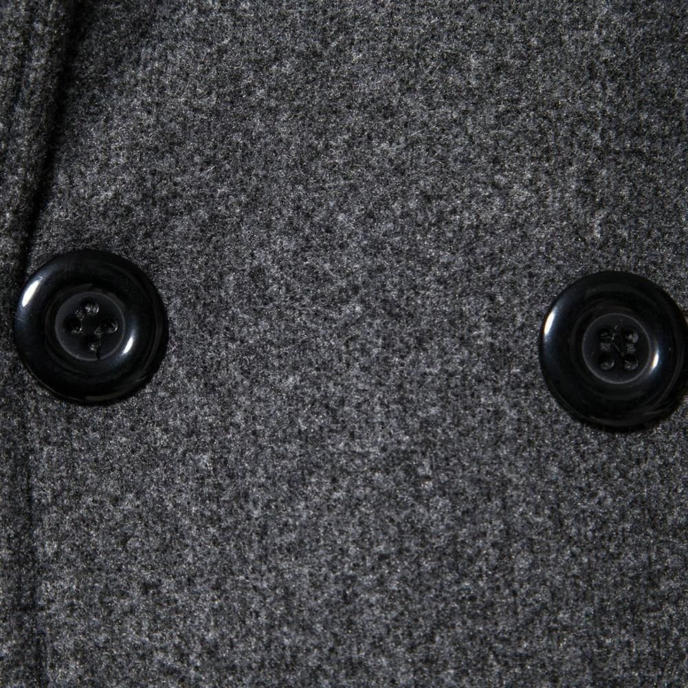 Men Overcoat Double-breasted Slim Fit Mid Length Long Sleeve Thick Windproof Warm Soft Cardigan Buttons Lapel Men Long Coat