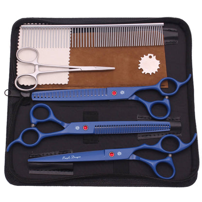 Dog Grooming Scissors Professional Stainless 7.5" Pet Hairdressing Scissors Dog Curved Scissors Thinning Shears Color Comb Z3088