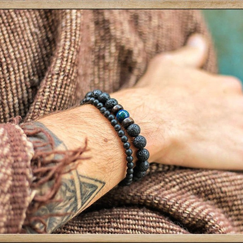 Pulseira de Pedra Vulcânica para Homens Lava Madeira 8mm Contas Pulseira Buda Tibetano Corrente de Pulso Feminina Masculina Jóias Presente Novas Pulseiras