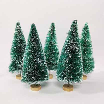 5/8pcs Mini Christmas Trees Small Artificial Christmas Tree Ornament Cedar Pine Sisal Tabletop Merry Christmas Party Decoration
