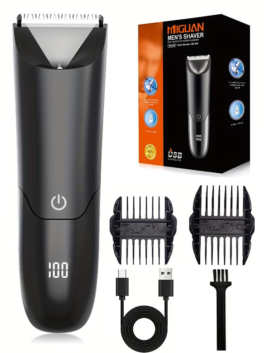 Man Beard Shaver Sideburn Electric Body Hair Trimmer With 2 Protective Cap For Underarm Leg Hair Razor Rechargeable Grooming Kit