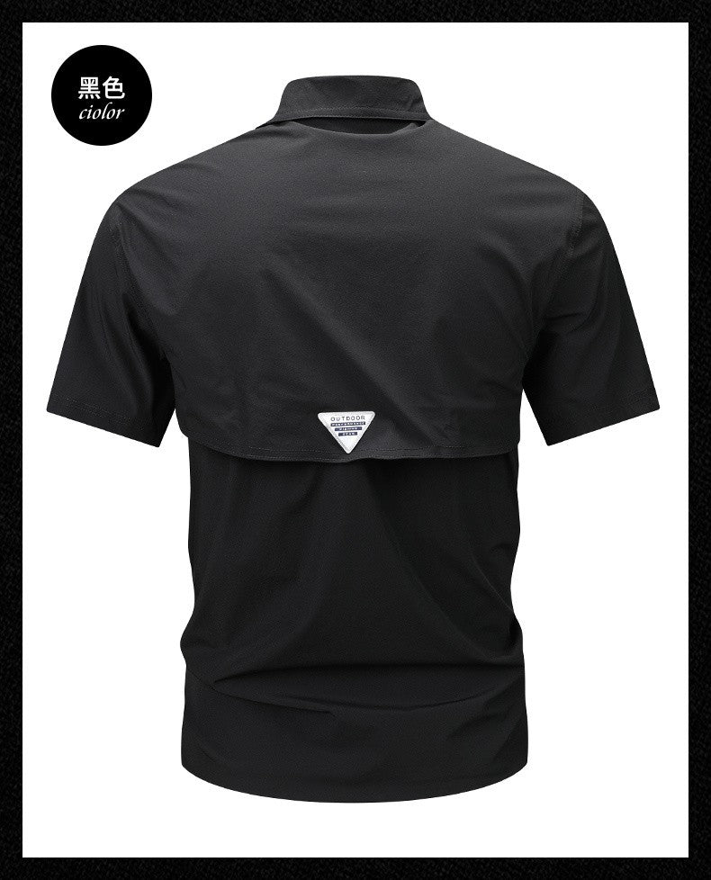 Summer Men Short Sleeve Shirt Men Breathable Tactical Work Shirt Tops Outdoor Casual Quick Dry Multi-pocket Camping Cargo Shirts