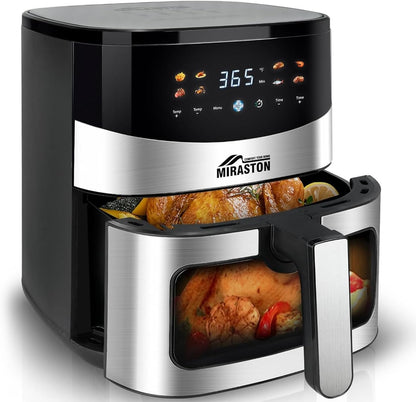Fritadeira de Ar de 6,5QT com Visor, Fritadeiras de Ar Inteligentes Digitais, 8 Receitas Predefinidas para Refeições Rápidas e Fáceis, Lanches, Sobremesas, Pratos Principais,