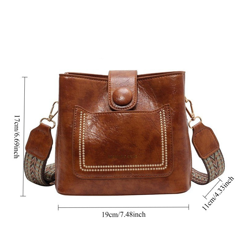 PU Shoulder Bag Multi-pocket Design Zipper and Buckle Opening Design Fashionable Versatile Messenger Bag