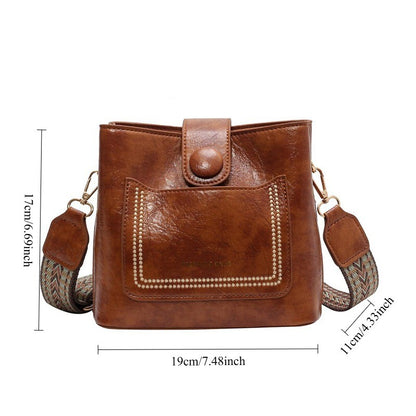 PU Shoulder Bag Multi-pocket Design Zipper and Buckle Opening Design Fashionable Versatile Messenger Bag