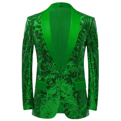 2025 New Men Sequined Suit Single Button Slim Fit Jacket Fashion Singer Bar KTV Stage Performance Luxurious Dress Blazers