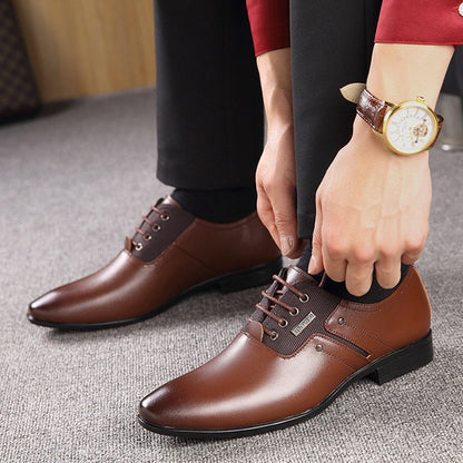 QFFAZ Big Size 38-47 Men Wedding Dress Shoes Black Brown Oxford Shoes Formal Office Business British Lace-up Men's Footwear
