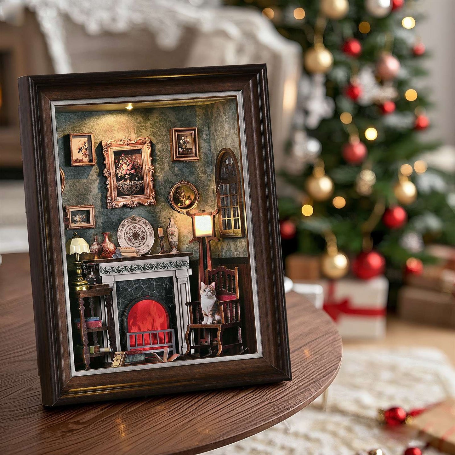 DIY Book Nook Bookshop Kit Photo Miniature Wooden Dollhouse with Light Bookshelf Insert 3D Puzzle Decor for Gift Owl Bookstore