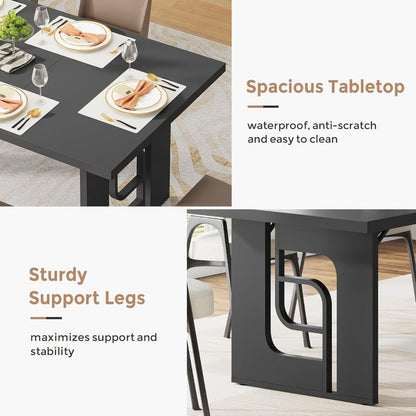 71 inch Large Dining Table for 6-8, Modern Rectangular Kitchen Table, Dinner Table Furniture with Metal Legs for Dining Room