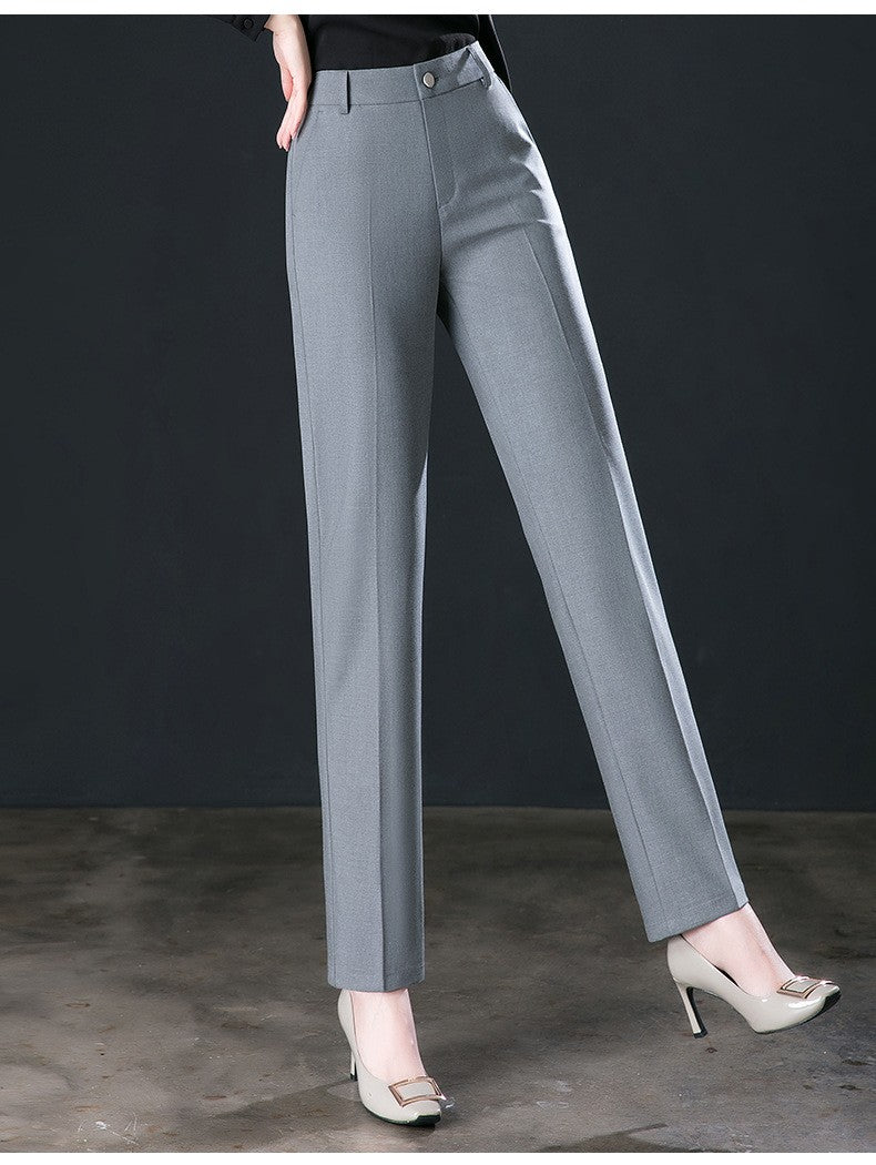 New Autumn Fashion Trousers Women's High Waisted Straight Suit Pants Loose Dress Pants Black Beige Grey Slacks Women Pantalones