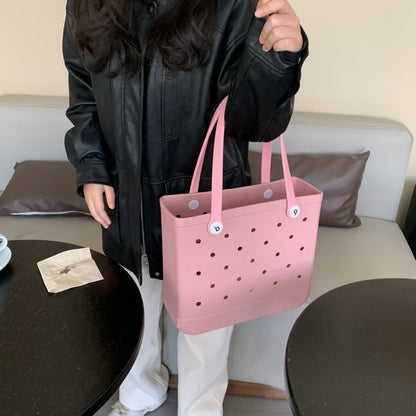 Fashion Large Beach Bags EVA Rubber Waterproof Storage Baskets Travel Shopping Handbag Women Shoulder Solid Color Jelly Bag