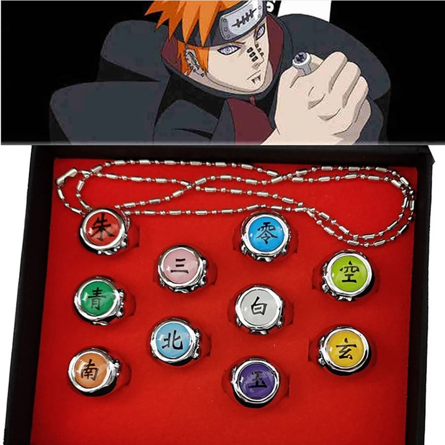 Anéis Akatsuki Naruto Bandai Anime Itachi Figura Acessório Cosplay Joia Brinquedos Legais para Meninos Crianças Presentes