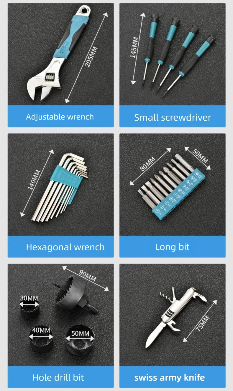 Conjunto de Ferramentas Elétricas para Furadeira 19-160PCS Jogo de Ferramentas Multifuncional para Reparo Doméstico Chave de Fenda Alicate Automotivo Caixa de Ferramentas