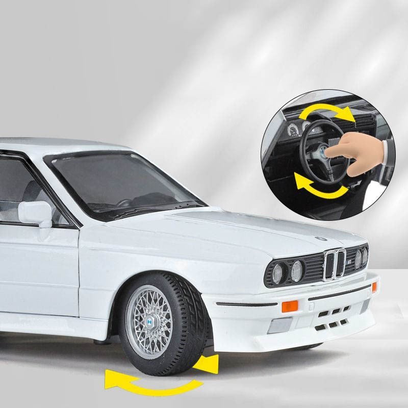 1:24 1988 BMW E30 M3 IM Liga Escala Modelo Carro Diecast Miniatura de Metal Carro Som?Luz Coleção de Carros Clássicos Brinquedo Infantil Veículo