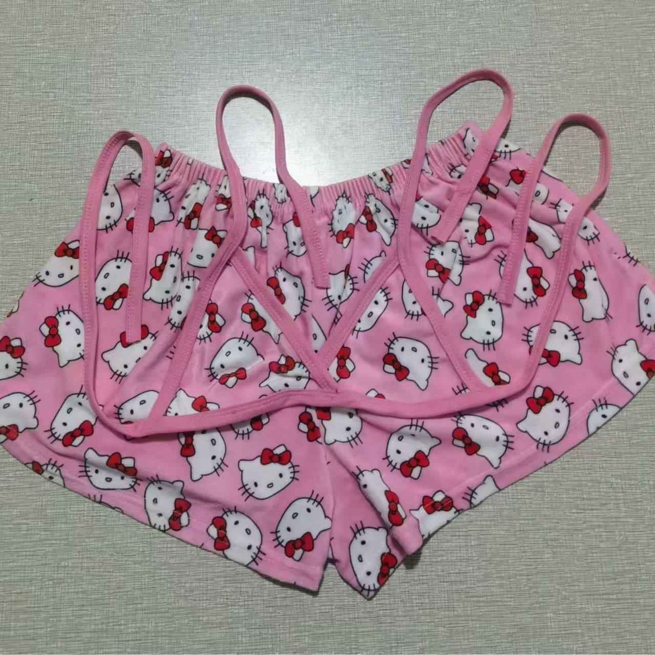 2Pcs/Set Sanrio Hello Kitty Y2K Cartoon Pajama Set Anime Womens‘s Home Wear Casual Summer Beachwear