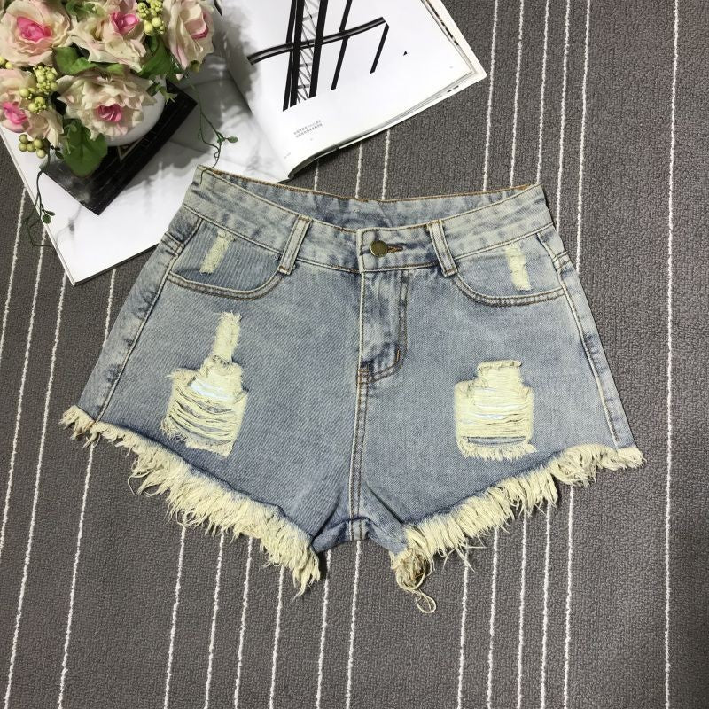 Sexy Hollow Out Denim Shorts Fashion Women Retro A-Line Loose High Waist Hot Girl Y2K Short Pants Casual Streetwear Trousers