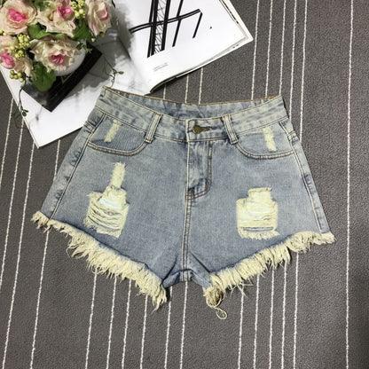 Sexy Hollow Out Denim Shorts Fashion Women Retro A-Line Loose High Waist Hot Girl Y2K Short Pants Casual Streetwear Trousers