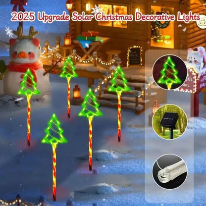 5PC/set Solar Candy Christmas Tree Garden Lights Outdoor Waterproof Lawn Lamp LED Decoration Stake Lights For Yard Festive Party