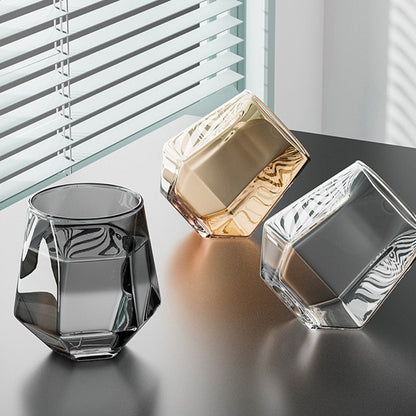 Taças de Vinho Multicores 320ml Taça de Vidro em Formato de Diamante Hexagonal Taça de Uísque para Festa Taça de Vinho Personalizada Taça de Hóquei no Gelo