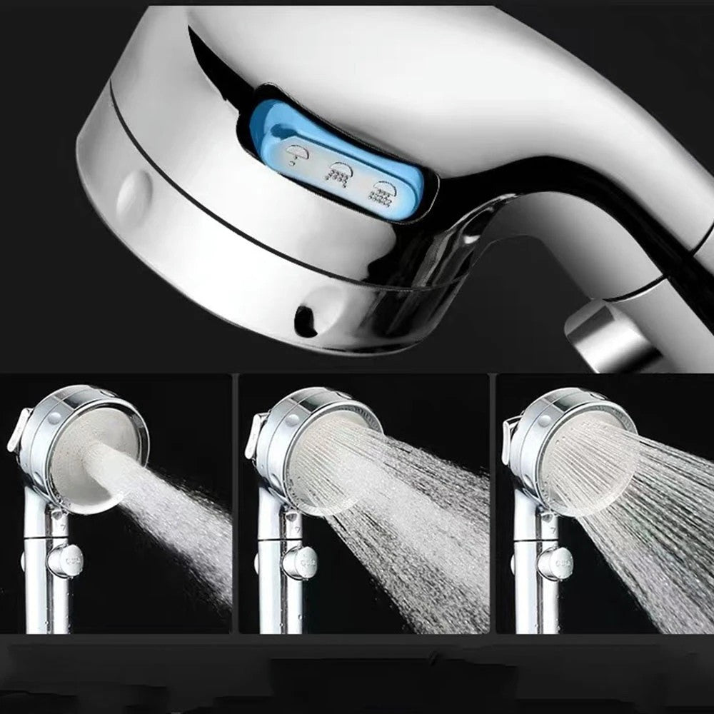 Chuveiro de mão giratório de 360 graus com 3 configurações de spray e botão de pausa ON/OFF, com ajuste de economia de água