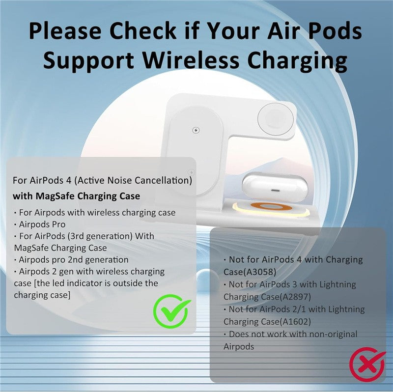 Carregador Sem Fio Dobrável 3 Em 1 De 300W Suporte Pad Estação De Carregamento Rápido De Mesa Para iPhone 16 15 14 13 Samsung Apple Watch Airpods