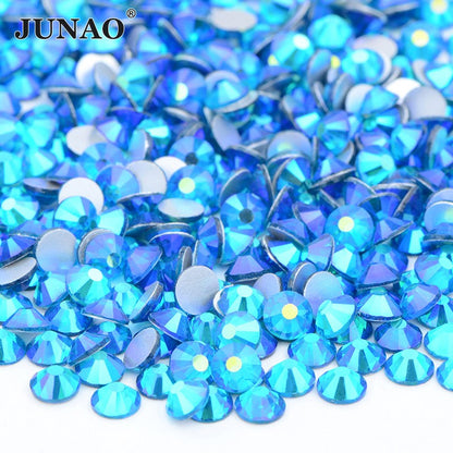 JUNAO Wholesale SS6 SS10 SS12 SS16 SS20 SS30 Flatback Glass Rhinestones Clear Cr