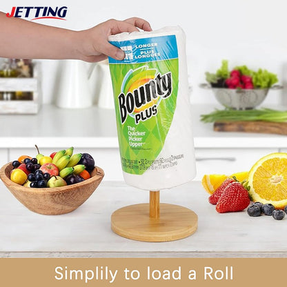 Kitchen Wooden Roll Paper Towel Holder Bathroom Tissue Vertical Stand Disposable Paper Pot Kitchen Toilet Storage Accessories