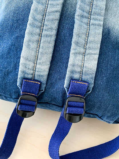 Men's and Women's Backpacks, Student Schoolbags, Large-Capacity Washed Denim Bags