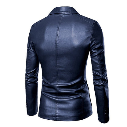 Plus Size 6XL Washed Leather Blazer Jackets For Man, Autumn Men's PU Motocycle Jacket, Business Button Leather Windbreaker