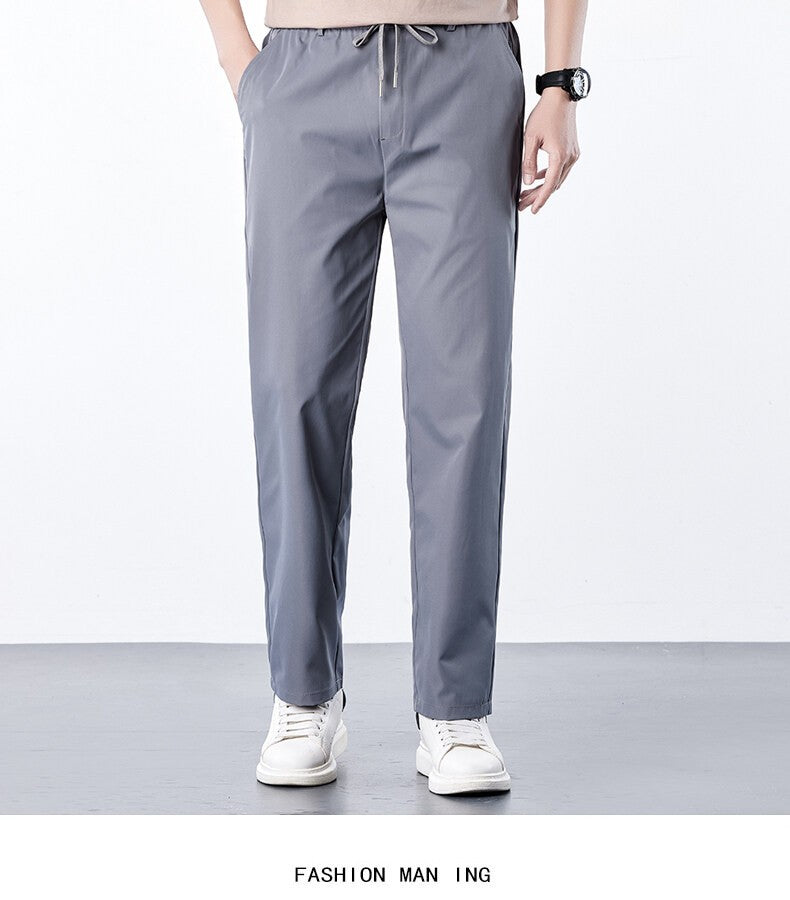 Calça Masculina Casual de Verão Seda Gelo Calça com Elástico na Cintura Calça de Corrida Fresca Respirável 5GG
