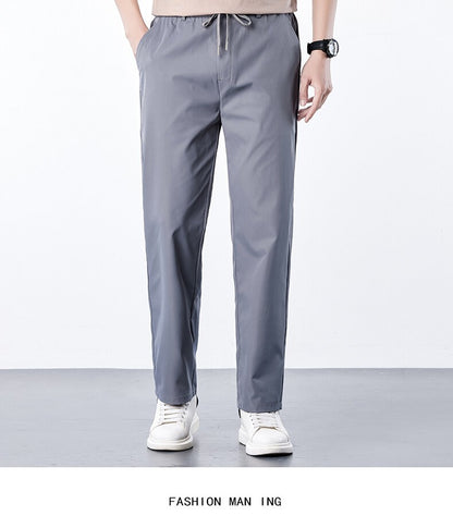Calça Masculina Casual de Verão Seda Gelo Calça com Elástico na Cintura Calça de Corrida Fresca Respirável 5GG