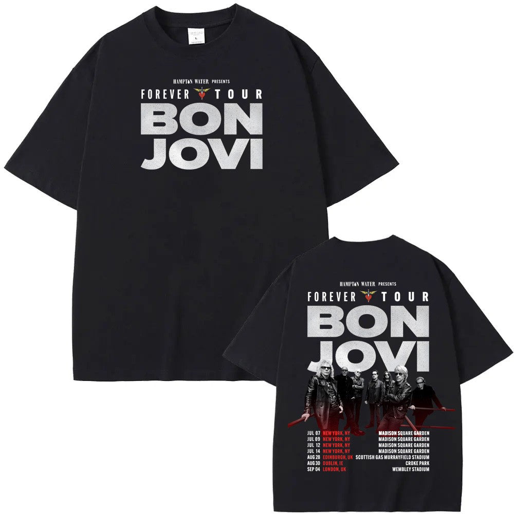 Bon Jovi Grunge Band Forever TOUR 2026 Tee Summer Casual Tshirt 100% Cotton Comfortable High Quality Graphic 100%Cotton Tops
