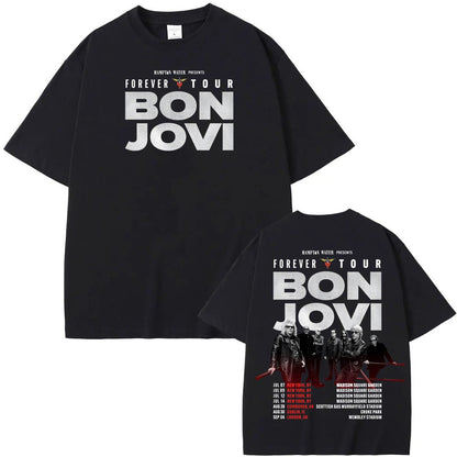 Bon Jovi Grunge Band Forever TOUR 2026 Tee Summer Casual Tshirt 100% Cotton Comfortable High Quality Graphic 100%Cotton Tops