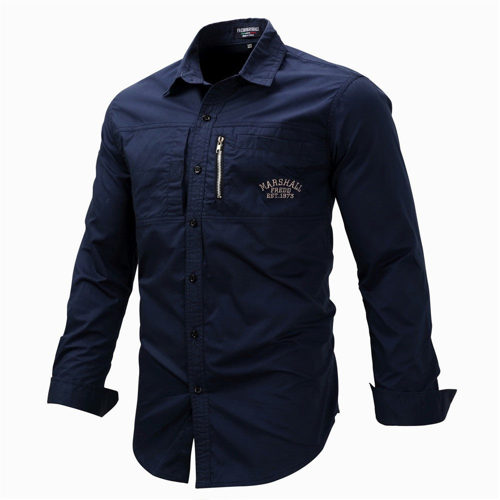 Cargo Shirts For Men Military Style Casual Long Sleeve Tactical Shirts Men's Spring Pocket Button Male Shirts Letter Embroidery