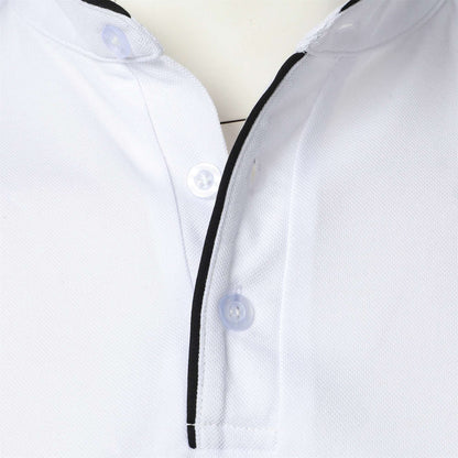 Men's short-sleeved stand-up collar top casual fashion daily solid color short-sleeved stand-up collar T-shirt casual top