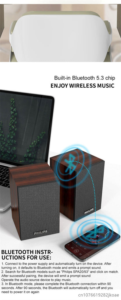 Caixa de Som Bluetooth Philips SPA20 com Som Surround 360 Graus Estéreo Sem Fio Bluetooth para Computador Macbook Laptop