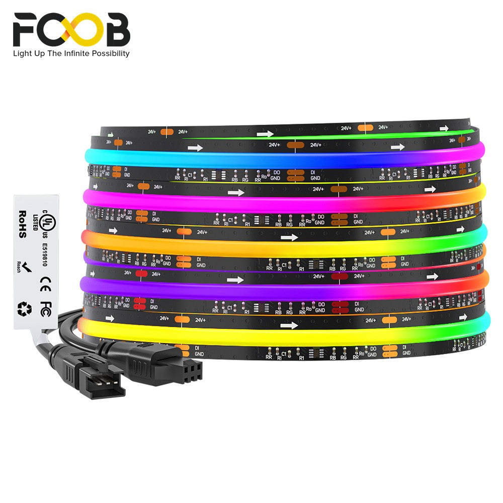 FCOB LED Light Strip Pixel Addressable 630 720 LEDs RGB Dream Full Color 12mm DC12V 24V WS2811 High Density Flexible COB Light