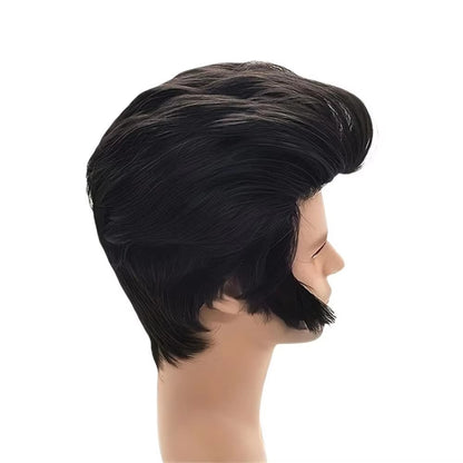 Peruca Anime Cosplay Elvis Curta Reta Preta Cabelo Sintético Peluca para Frieren Festival Acessórios de RPG