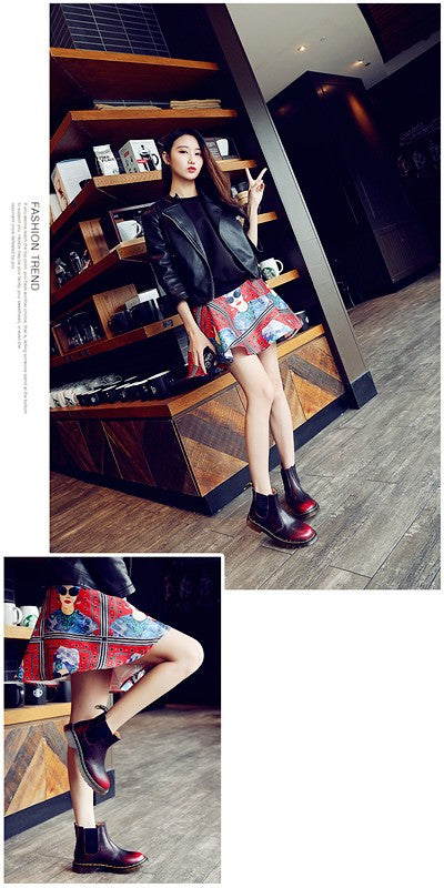 New Unisex Autumn Breathable Leather Ankle Boots Smooth Leather Platform Chelsea Boot for Women Men Platform Boots